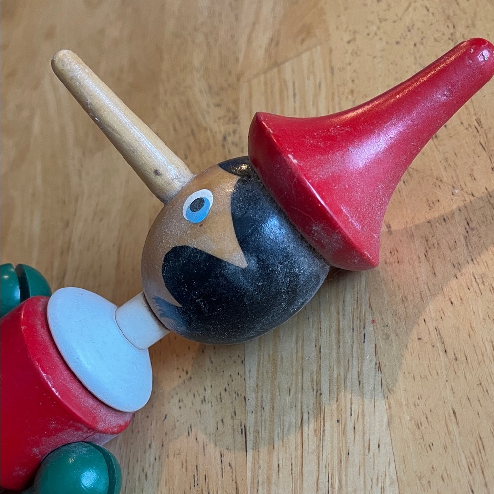 Classic Wooden Pinocchio Doll- Red and Green - Picture 2 of 5